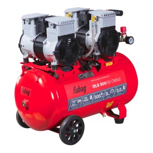 Компрессор безмасляный малошумный FUBAG OLS 500/50 CM2х2 + Набор пневмоинструмента Basic S1000 (3 предмета) в ПОДАРОК