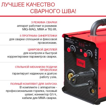 FUBAG Сварочный полуавтомат IRMIG 200 SYN с горелкой 250 А 3 м в комплекте в Кургане фото