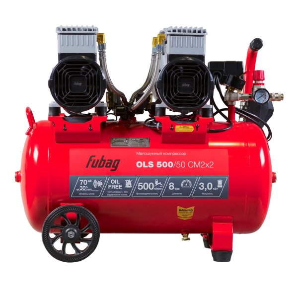Компрессор безмасляный малошумный FUBAG OLS 500/50 CM2х2 + Набор пневмоинструмента Basic S1000 (3 предмета) в ПОДАРОК в Кургане фото