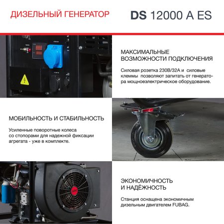 FUBAG Дизельный генератор с электростартером и коннектором автоматики DS 12000 A ES в Кургане фото
